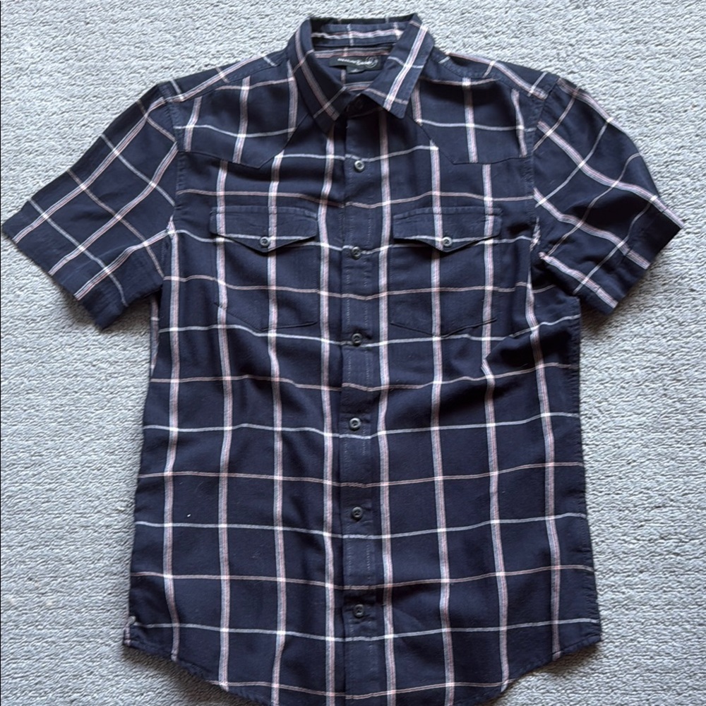Men's Treasure & Bond Small  Navy Plaid Button Up Shirt (Nordstrom purchased)